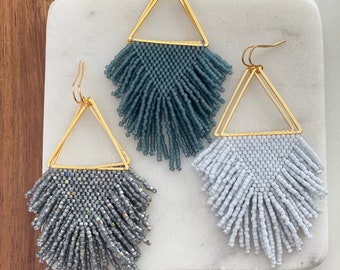 Boho Fringe | Earrings | Seed Bead | Handwoven Earrings