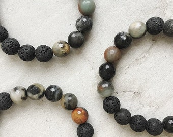 Dark Amazonite Mix / Essential Oil Diffuser Bracelet / Aromatherapy