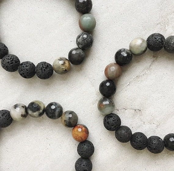 Dark Amazonite Mix / Essential Oil Diffuser Bracelet / | Etsy