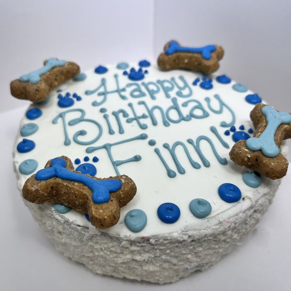 Handmade 4" Dog Birthday Cake: Peanut Butter Bone Treat-4 Bones 4"