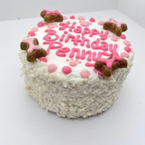 Handmade 6&quot; Dog Birthday Cake: Peanut Butter Bone Treat- 4 Bones