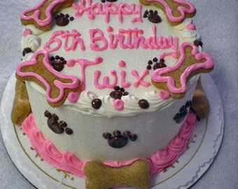 Dog Birthday Cake (4") Peanut Butter or Carob-Fudge (Serves about 4) -