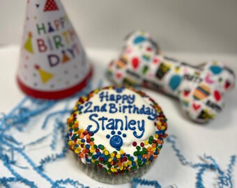 Dog Birthday Cupcake | Handmade |  4" Jumbo Cupcake with Confetti | Happy Birthday | Happy Gotcha Day |