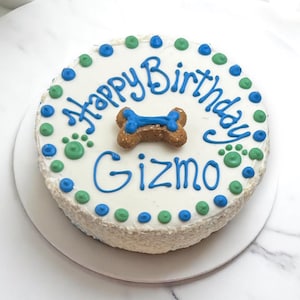 Handmade 4&quot; Dog Birthday Cake: Peanut Butter Bone Decoration-Happy Birthday Puppy