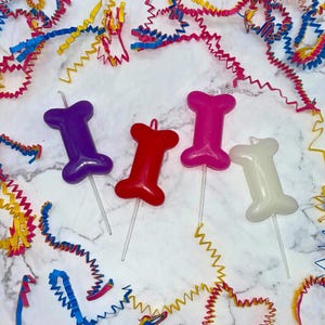 Bone-Shaped Dog Birthday Candle: Custom Age, Puppy Party  (Candle Add On to Cake Only)