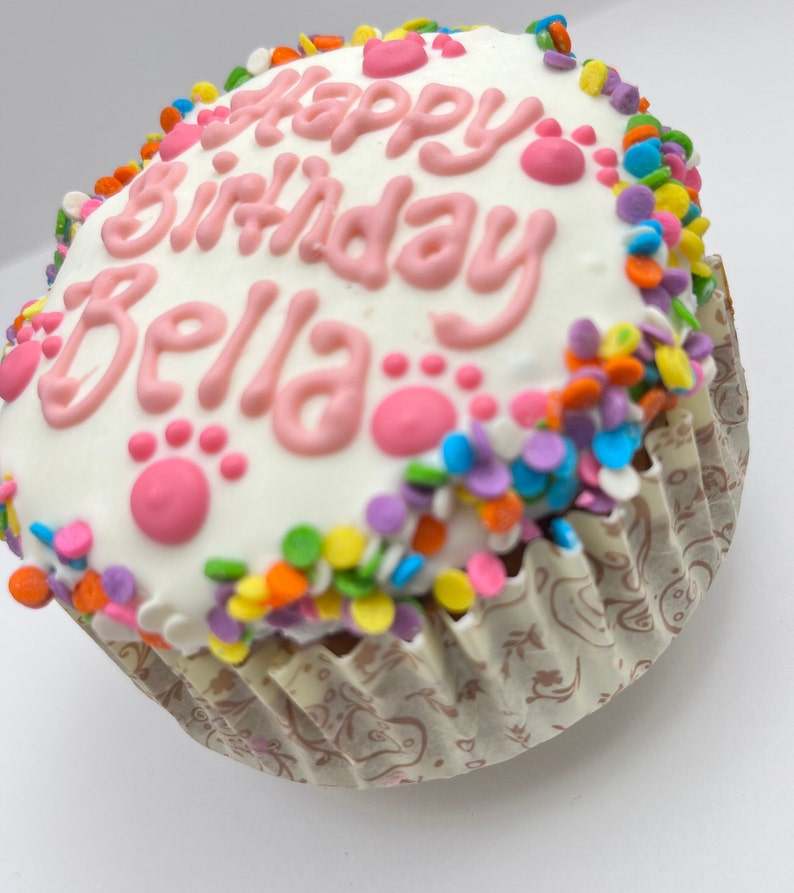 Cupcake d'anniversaire pour chien Fait main Cupcake géant 4 po. avec confettis Gâteau de joyeux anniversaire Gâteau joyeux anniversaire Gâteau du 1er anniversaire du chiot image 5