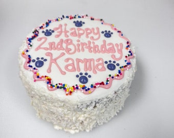 Handmade Dog Birthday Cake 4&quot;: Pink or Blue Confetti - Just For You