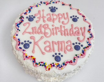 Gâteau rose ou bleu juste pour vous 4 po. | Gâteau d'anniversaire pour chien | Fait main | Joyeux anniversaire | Gâteau Happy Gotcha Day | Gâteau du 1er anniversaire du chiot