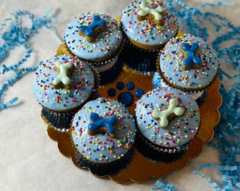 Happy Birthday Puppy | Mini Pupcakes | Birthday Dog Cupcakes | Mini-Size  1/2 dozen (Serves 6) |