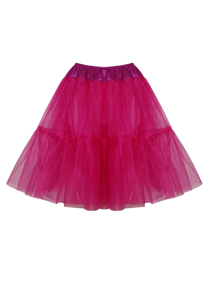 Bridal Retro Vintage Rockabilly 50/'s style Gorgeous Fuschia 22 inch 2 tier 4 layer Satin /& Organza petticoat