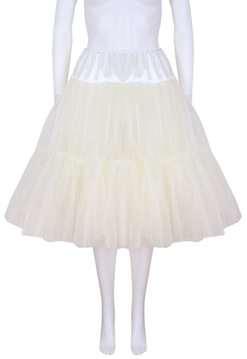 Bridal Retro Vintage Rockabilly 50/'s style Gorgeous Ivory 22 inch 2 tier 4 layer Satin /& Organza petticoat