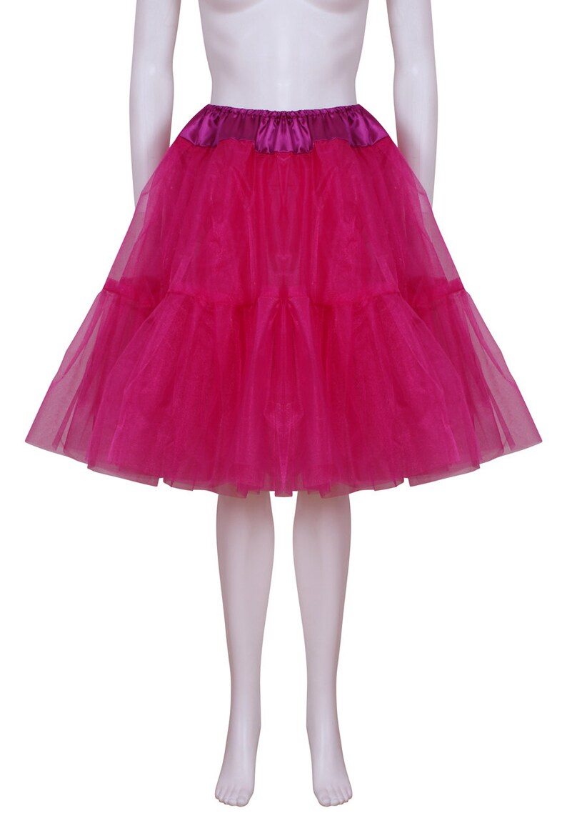 Bridal Retro Vintage Rockabilly 50/'s style Gorgeous Fuschia 22 inch 2 tier 4 layer Satin /& Organza petticoat