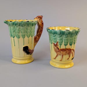 Vintage 1930's Burleigh Ware Art Deco Fox Creamer & Sugar Set