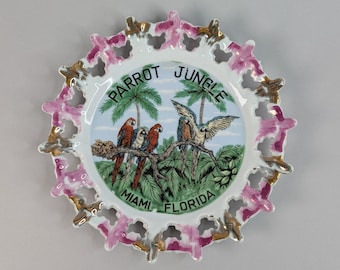 Vintage Parrot Jungle Miami Florida Collectible Souvenir Plate