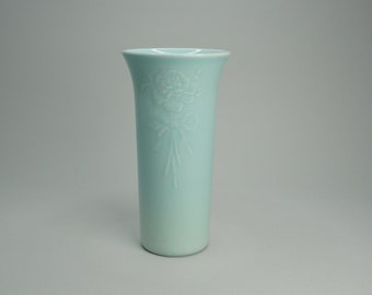 Vintage Pfaltzgraff FTDA Pastel Turquoise Cylindrical Ceramic Vase