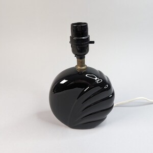 Vintage 80's Art Deco Revival Small Black Ceramic Table Lamp by O Design Canada