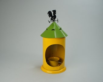 Vintage Rustic Weather Vane Farm House Silo Tin Candle Holder Votive