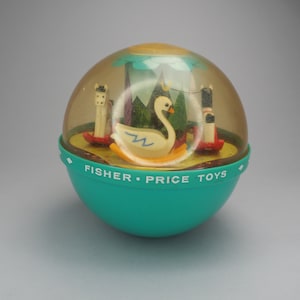 Vintage 1966 Fisher Price Toys Turquoise Roly Poly Chime Ball