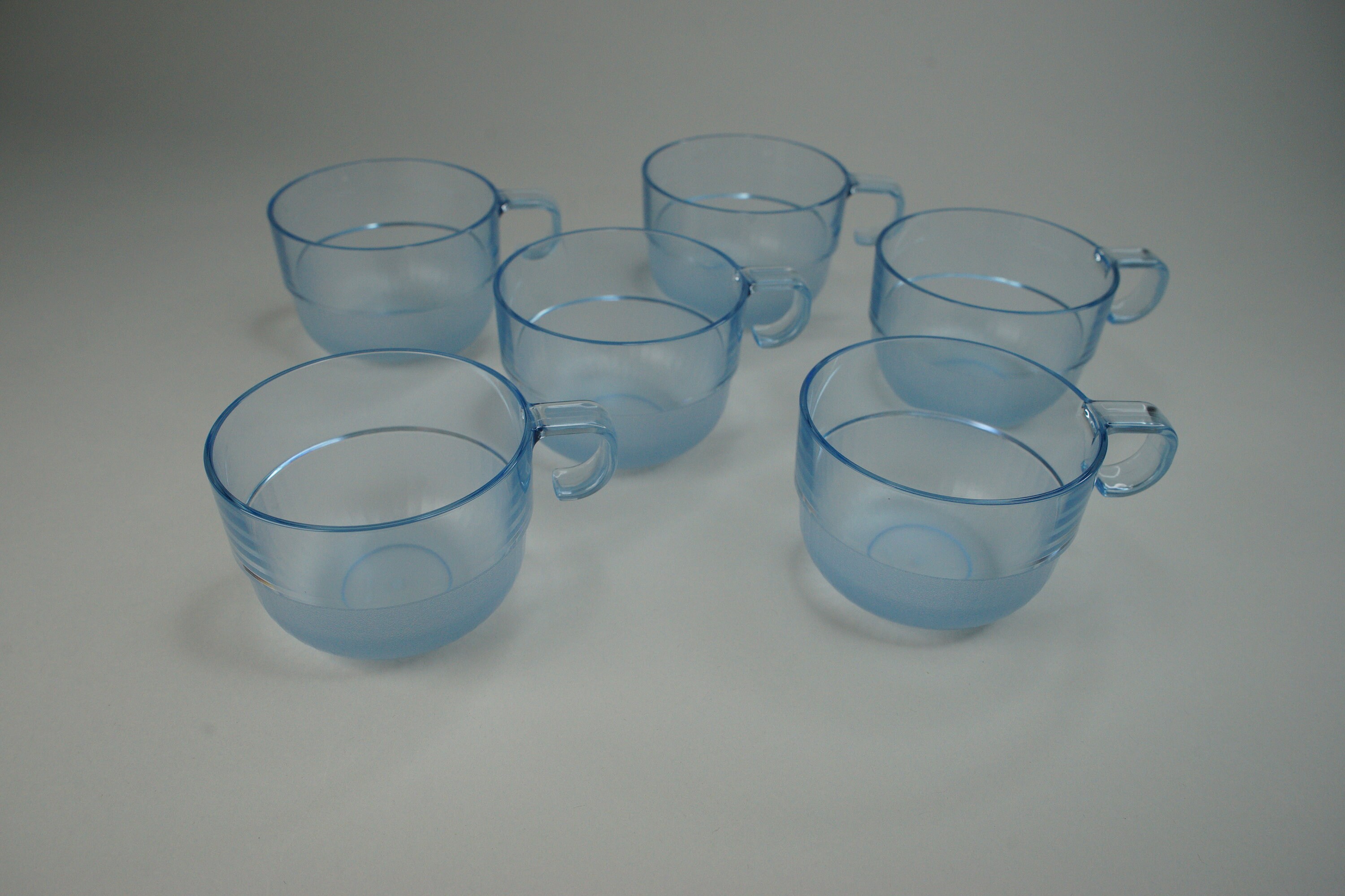 Vintage Preludio Tupperware Sheer Blue Watercolor Acrylic Stacking Cups Set  