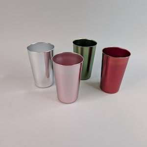 Vintage MCM Atomic Set of 4 Bascal Colourful Aluminum Tumblers Cups
