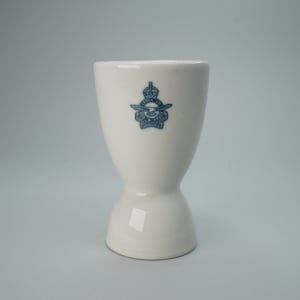 Vintage Royal Canadian Air Force RCAF Porcelain Ceramic Double Egg Cup Holder *Per Ardua Ad Astra