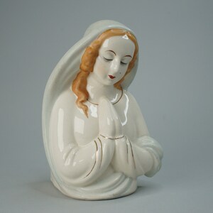 Vintage Mid Century Praying Madonna Pastel Ceramic Planter