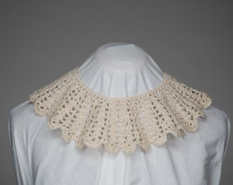 Vintage Mid Century Ivory Lace Crochet Detachable Collar
