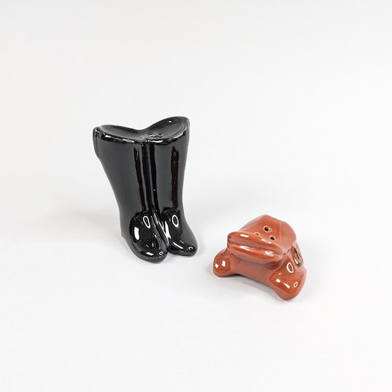 Vintage Equestrian Boots and Saddle Porcelain Salt and Pepper Shakers