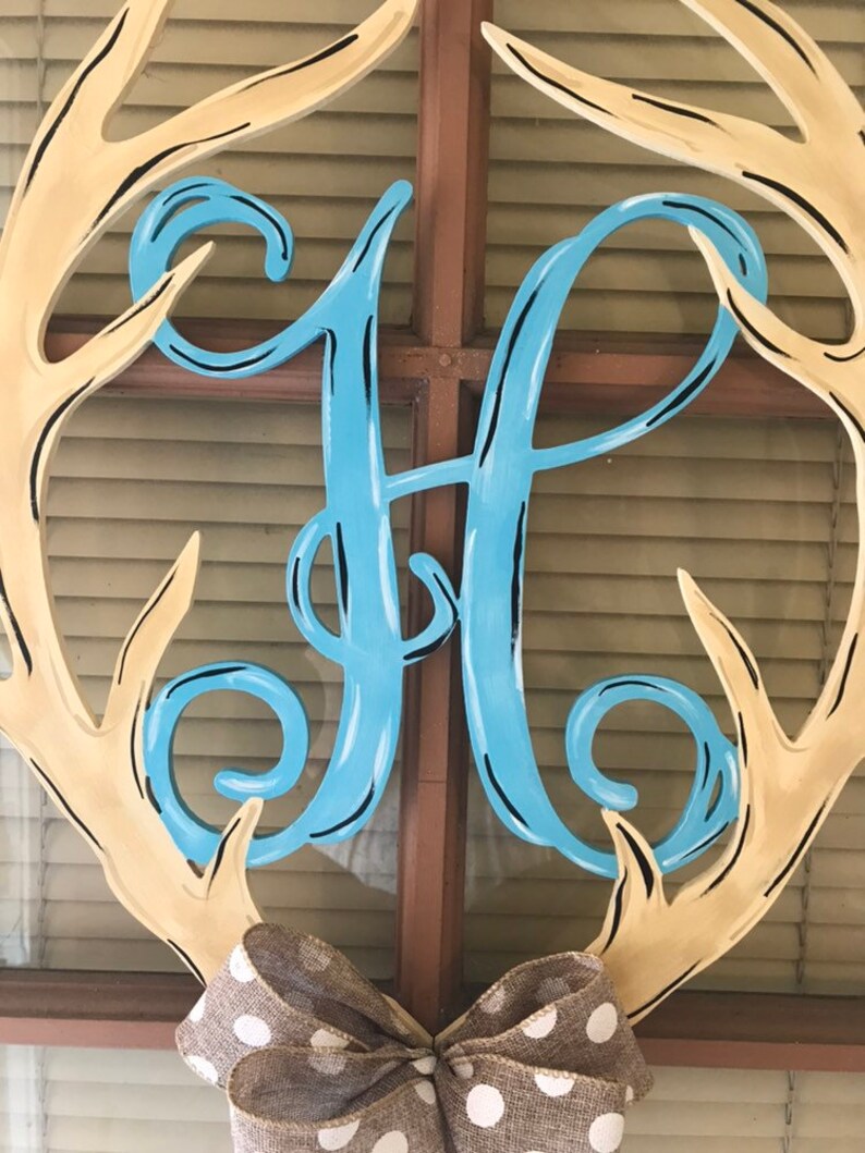 Any initial available Antlers with Initial door hanger Special order only Not in stock Any color available on custom orders.