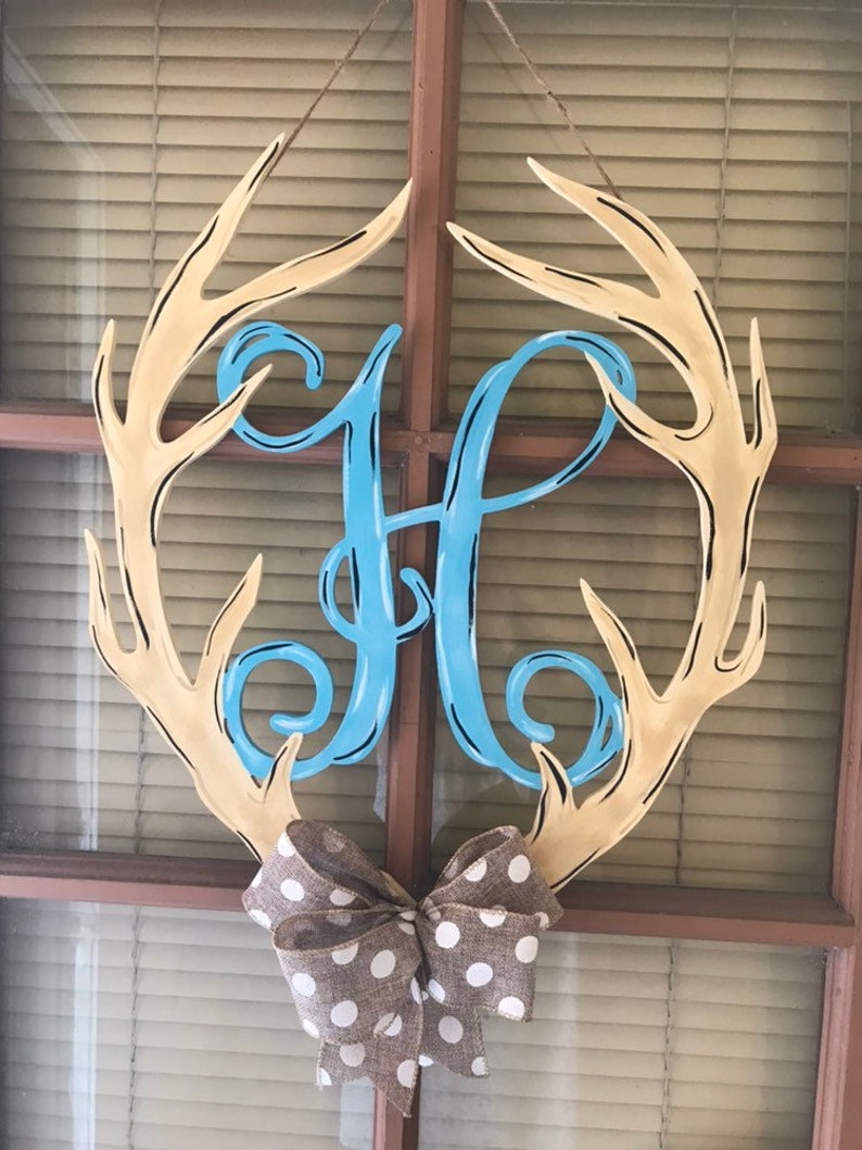 Any initial available Antlers with Initial door hanger Special order only Not in stock Any color available on custom orders.