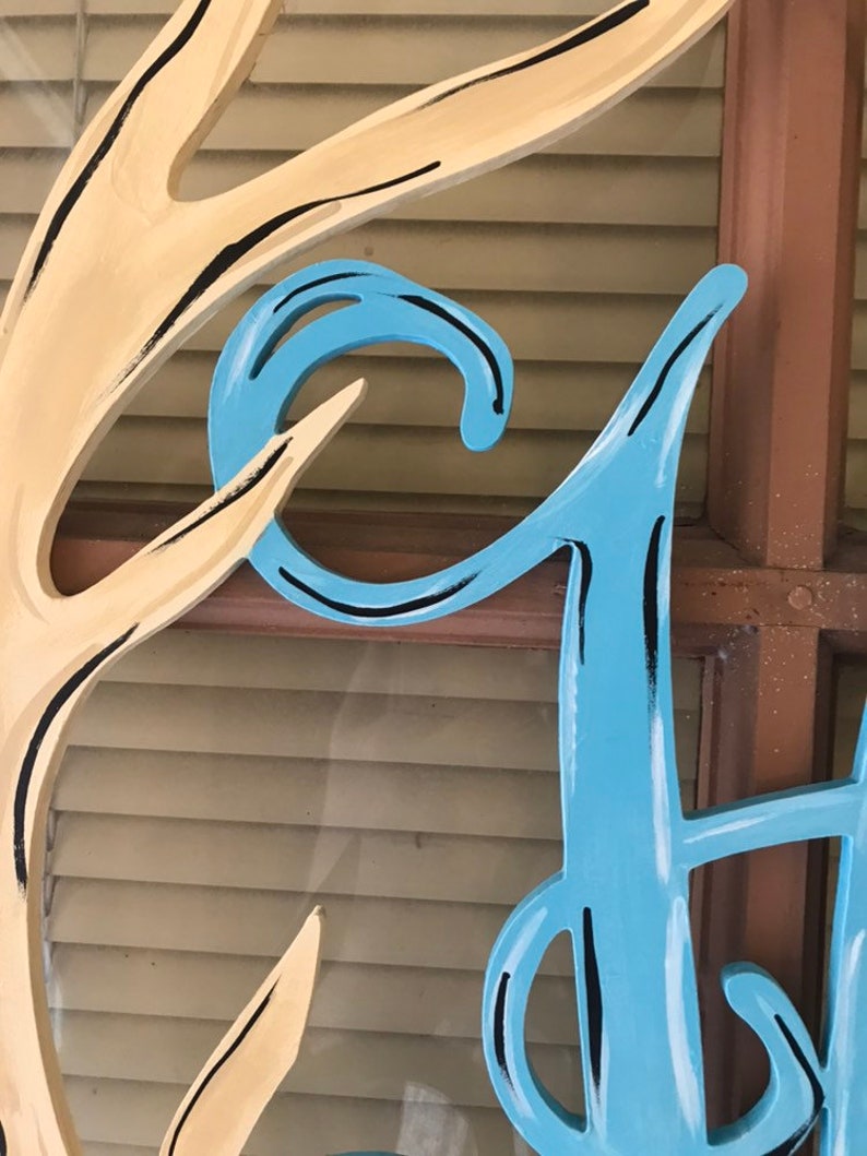 Any initial available Antlers with Initial door hanger Special order only Not in stock Any color available on custom orders.