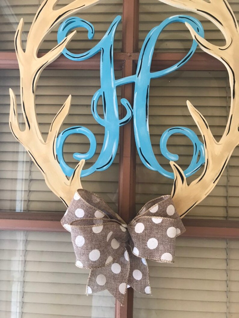 Any initial available Antlers with Initial door hanger Special order only Not in stock Any color available on custom orders.