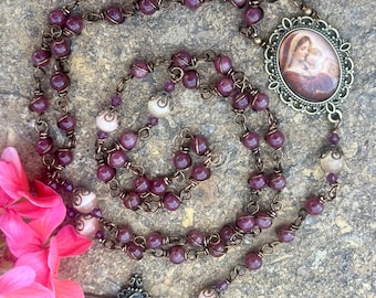 Beautiful Our Lady Wire Wrapped Rosary! Lovely, Durable.. *Unique*