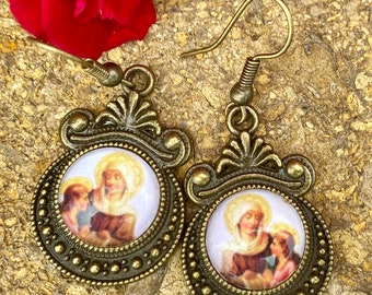 St.Anne Graceful Religious Earring Set...Handcrafted