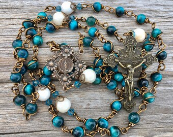 Beautiful Our Lady Wire Wrapped Rosary! Lovely, Durable...