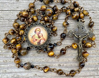 Beautiful St Joseph Wire Wrapped Rosary! Lovely, Durable...