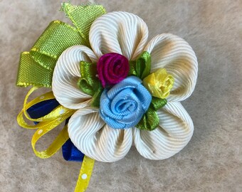 Intricate and Classy Hand-Crafted Kanzashi Accessory Flower for Your Hair, Scarf, Shirt etc....