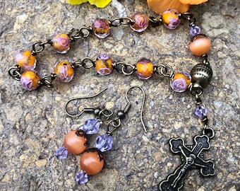 Lovely Wire Wrapped Rosary Bracelet Set. Take Your Rosary Wherever You Go!
