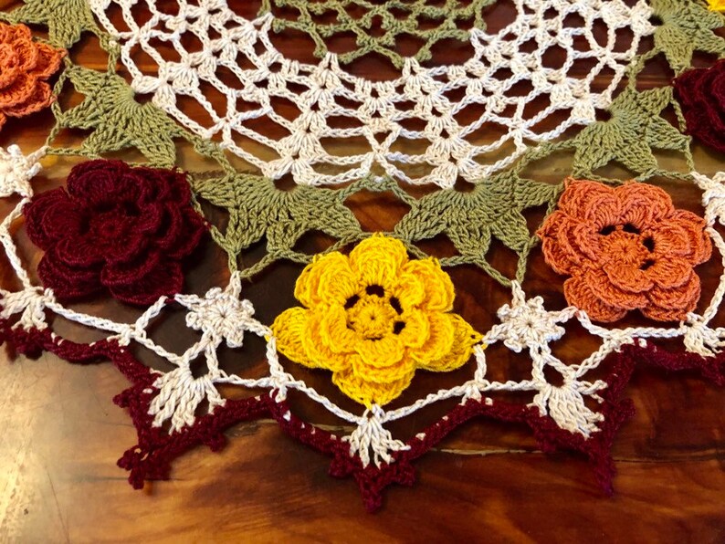 Harvest bouquet Crocheted Doily Handmade by Rosie