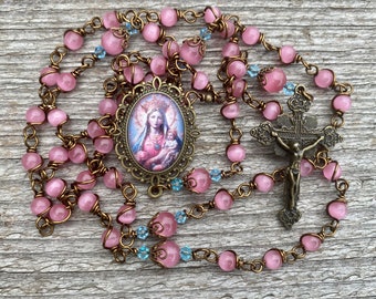 Beautiful Blessed Mother Wire Wrapped Rosary! Lovely, Durable...