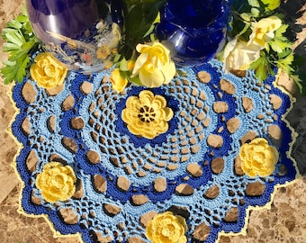 Amethyst Rose Crocheted Doily Handmade by Rosie