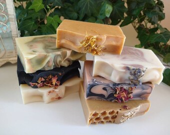 Package of 7 Soaps! Honeycomb, Charcoal, Eucalyptus Mint, Lemongrass, Lavender, Midnight Rose, Orange Patchouli! Pure, 100% All~Natural