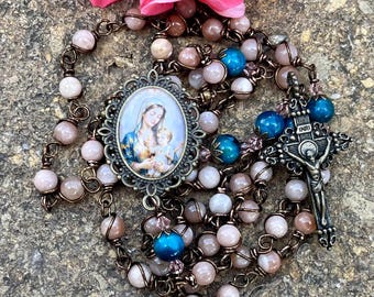Beautiful Our Lady Wire Wrapped Rosary! Lovely, Durable.. *Unique*
