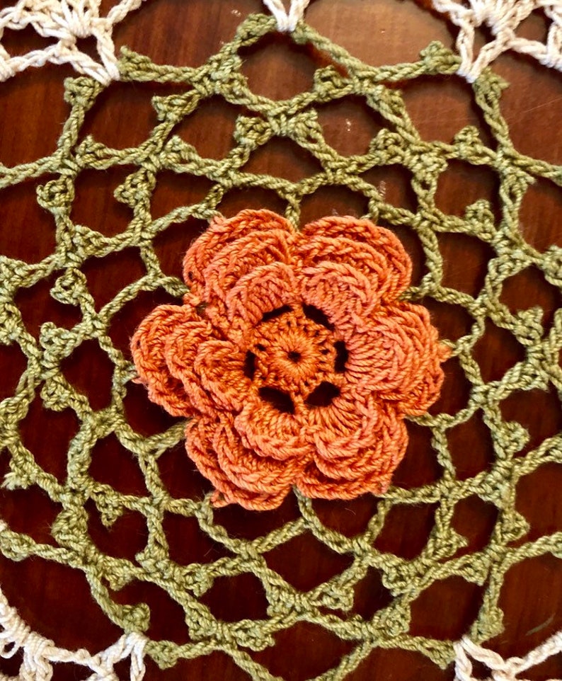 Harvest bouquet Crocheted Doily Handmade by Rosie
