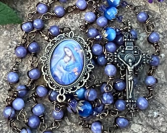 Magnifique chapelet Notre-Dame pour mère et enfant enroulé de fil de fer ! Beau, résistant... *Unique*