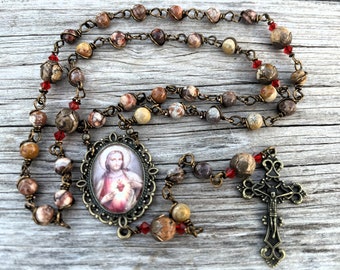 Chaplet of the Sacred Heart ~ Wire-Wrapped, Beautiful and Durable! ~ Prayer Card and Chaplet ~ Catholic Rosary/Chaplet Beads