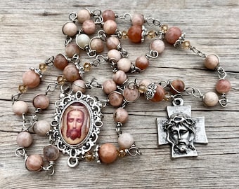 Chaplet of the Holy Face ~ Wire-Wrapped, Beautiful and Durable! ~ Prayer Card and Chaplet ~ Catholic Rosary/Chaplet Beads