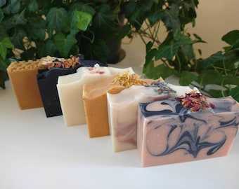 Package of 6 Soaps! Honeycomb, Charcoal Tea Tree, Eucalyptus Mint, Lemongrass, Lavender, Midnight Rose! Pure, 100% All~Natural, Handmade.