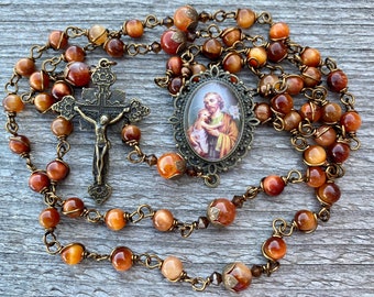 Beautiful St Joseph Wire Wrapped Rosary! Lovely, Durable...