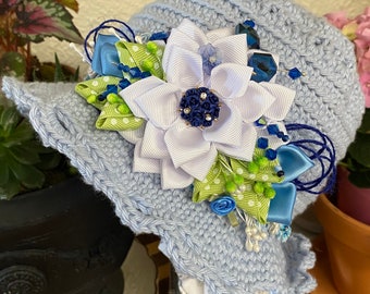 Little Lady's Charming Crocheted Garden Party/Church-Going Hat!